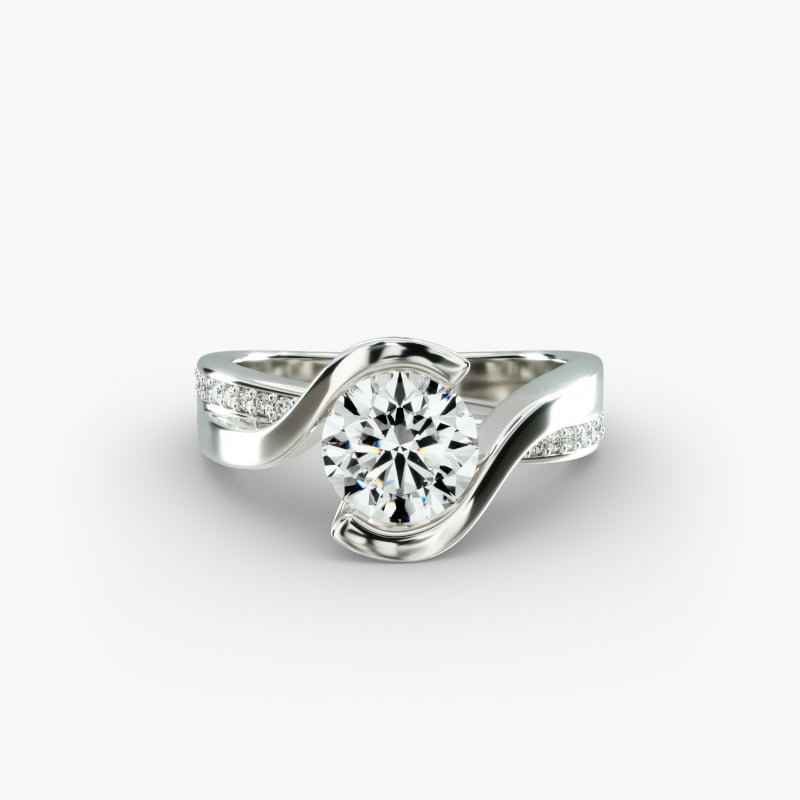 Intertwined Bypass Tension Setting Engagement Ring