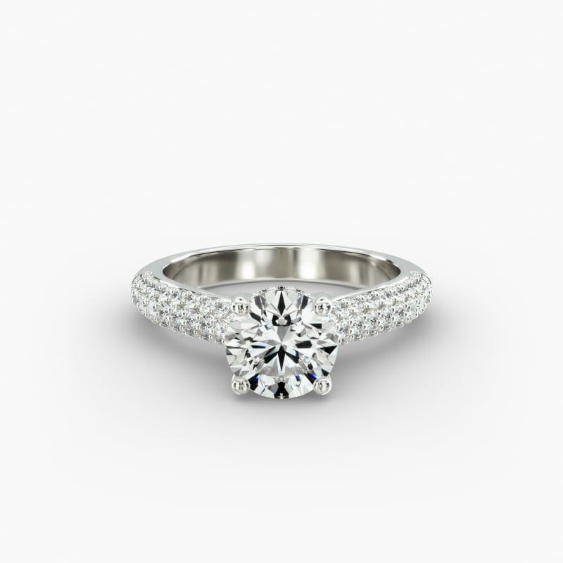 Triple Row Pavé Cathedral Engagement Ring