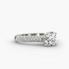 Triple Row Pavé Cathedral Engagement Ring