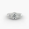 Three Stone Pavé Silhouette Engagement Ring