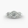 Three Stone Pavé Silhouette Engagement Ring