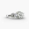 Three Stone Pavé Silhouette Engagement Ring