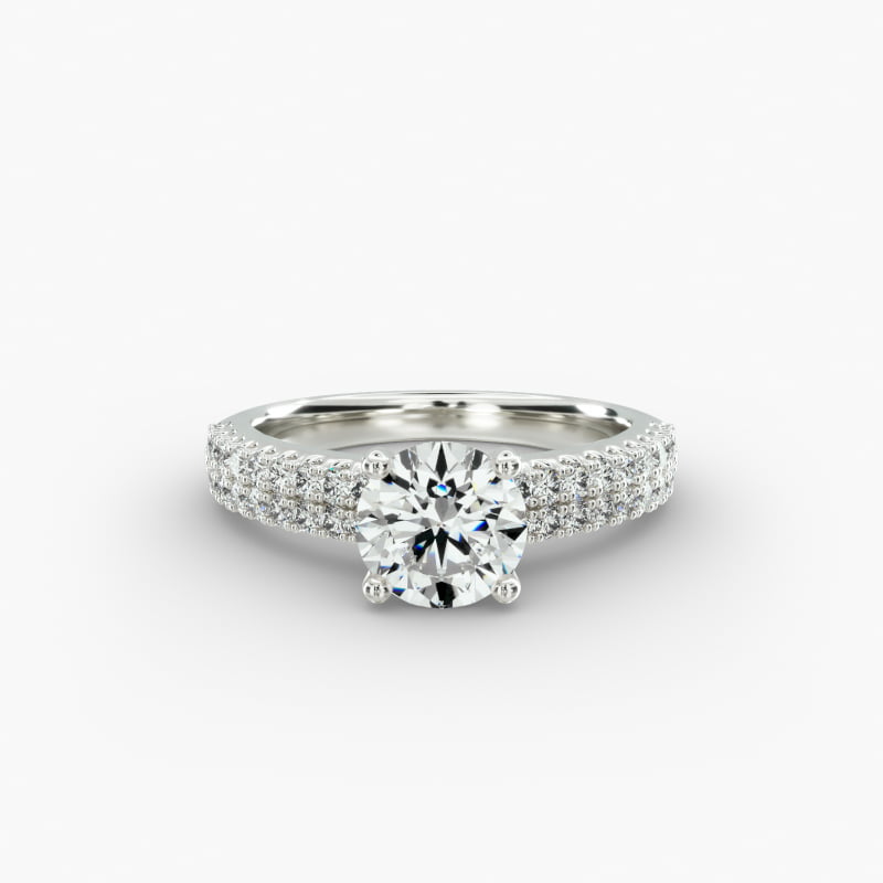 Two Row U Pavé Engagement Ring