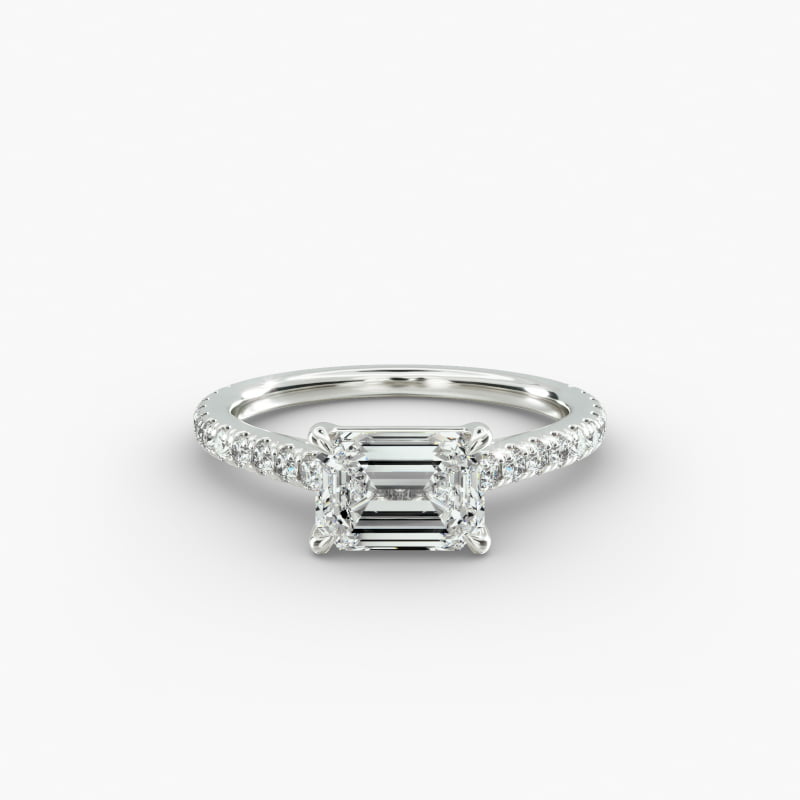 East West Pavé Cathedral Diamond Engagement Ring