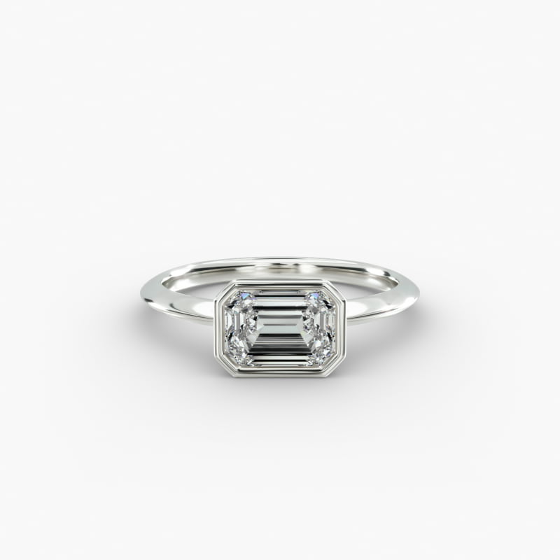 East West Knife Edge Bezel Solitaire Engagement Ring