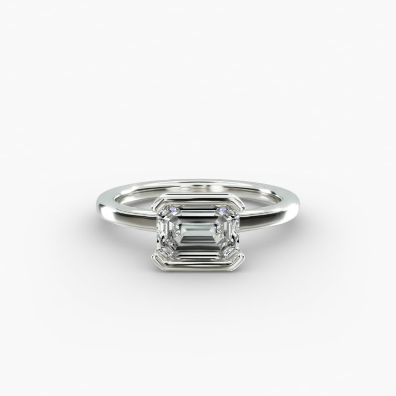East West Half Bezel Solitaire Engagement Ring