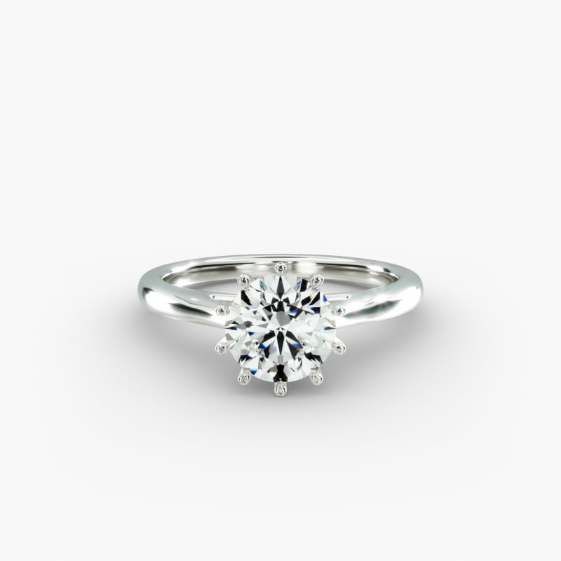 14K White Gold Ten Prong Solitaire Engagement Ring