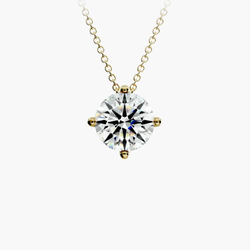 14K Yellow Gold Kite Set Solitaire Diamond Pendant (Mounting)