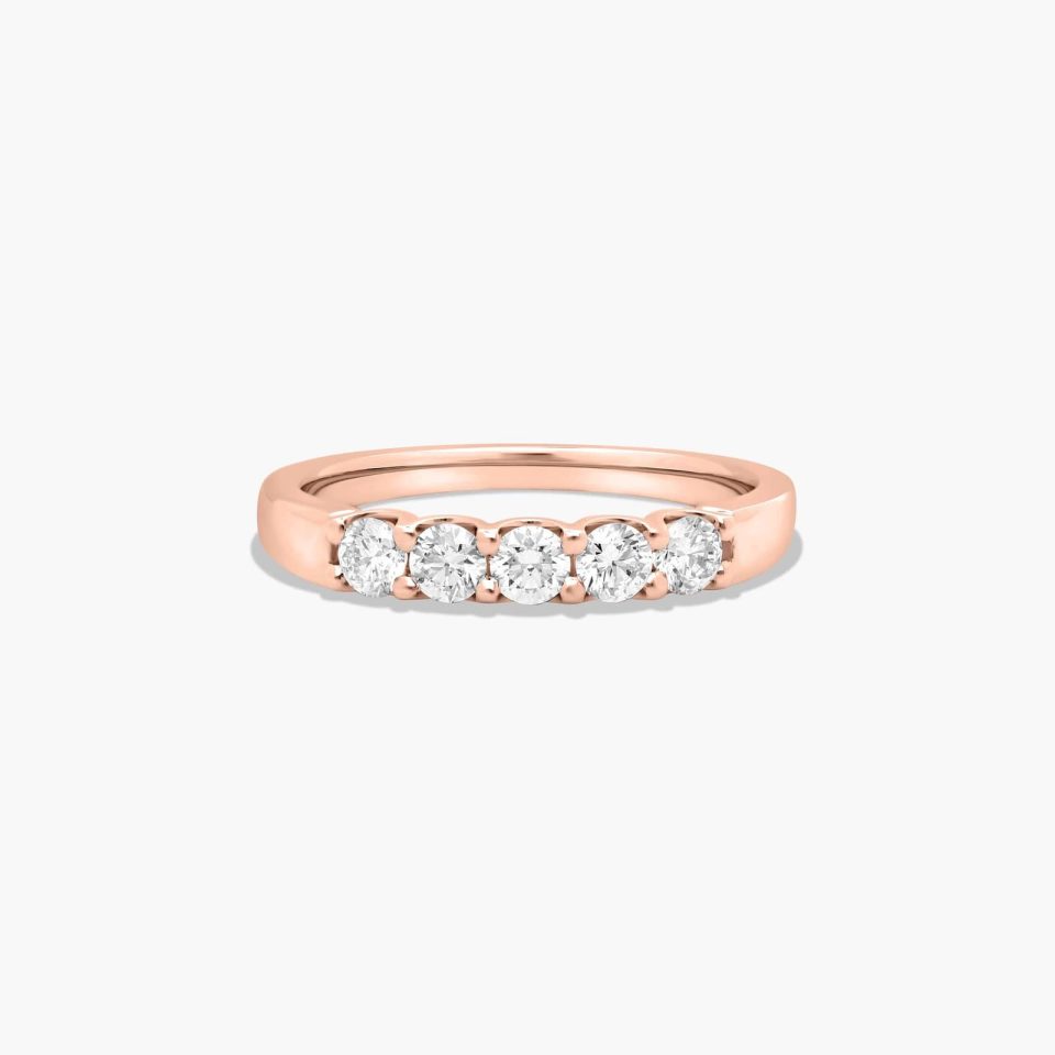 14K Rose Gold Five Stone Shared Prong Contour Lab-Grown Diamond Ring (0.50 CTW - F-G / VS2-SI1)