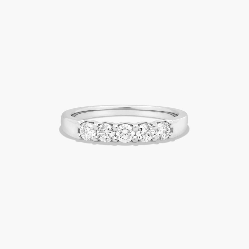 Platinum Five Stone Shared Prong Contour Diamond Anniversary Ring (0.50 CTW - H-I / SI1-SI2)