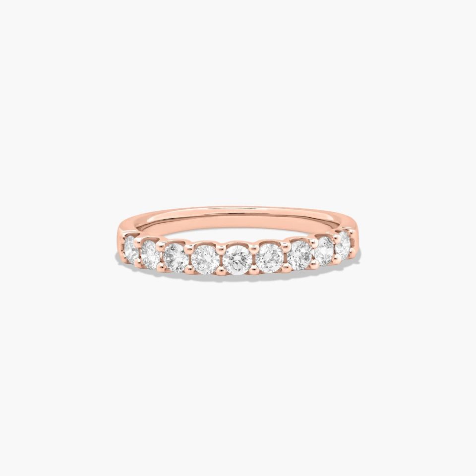 14K Rose Gold Nine Stone Shared Prong Contour Lab-Grown Diamond Ring (0.50 CTW - F-G / VS2-SI1)