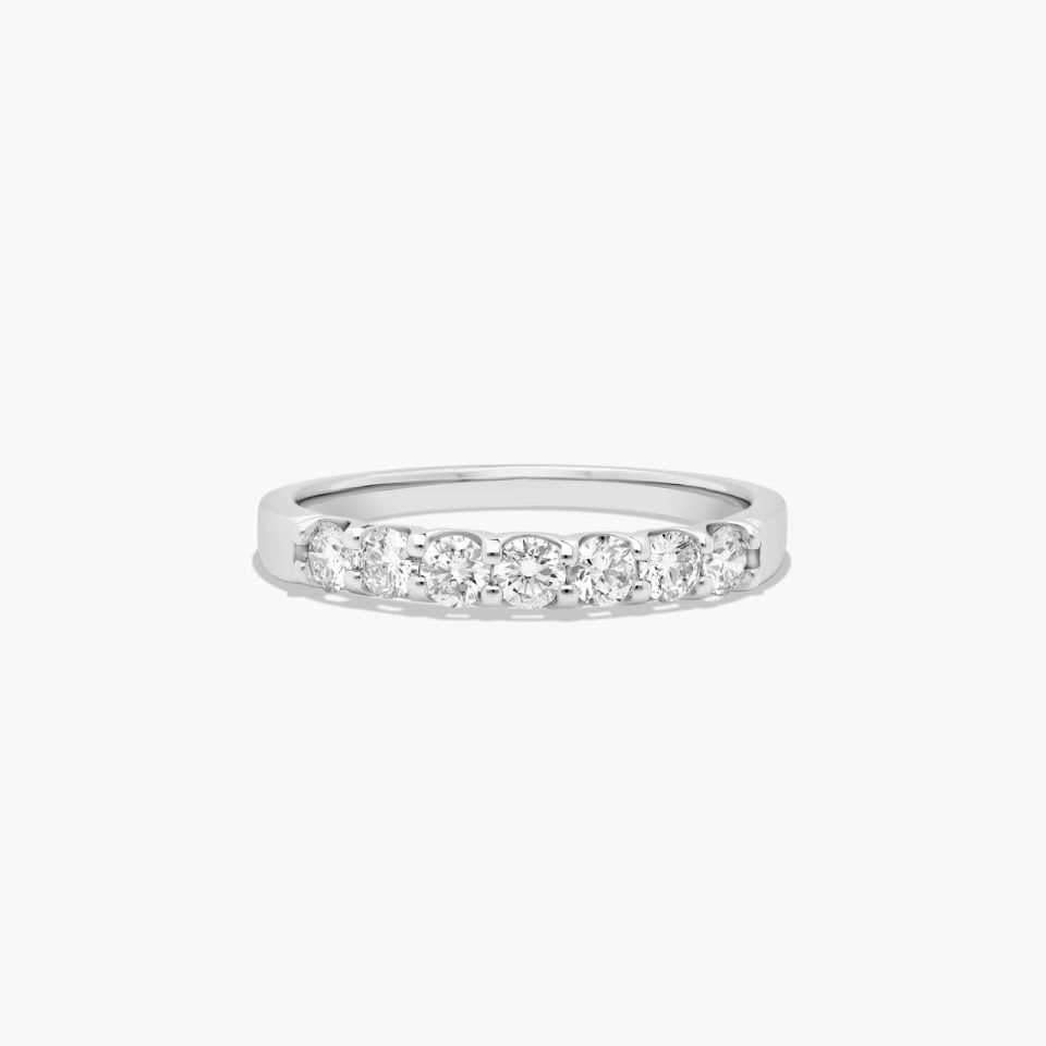 14K White Gold Seven Stone Shared Prong Contour Lab-Grown Diamond Ring (0.50 CTW - F-G / VS2-SI1)