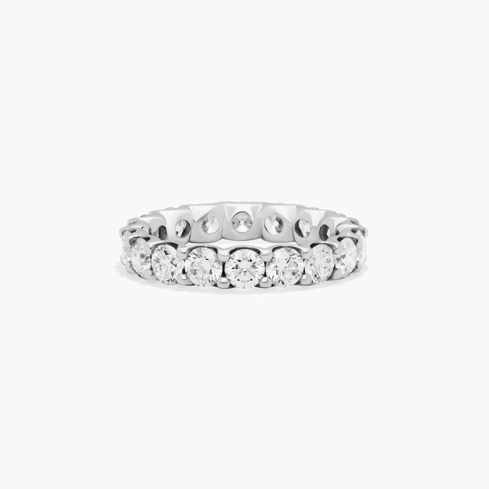 14K White Gold Shared Prong Contour Lab-Grown Diamond Eternity Ring (3.00 CTW F-G / VS2-SI1)