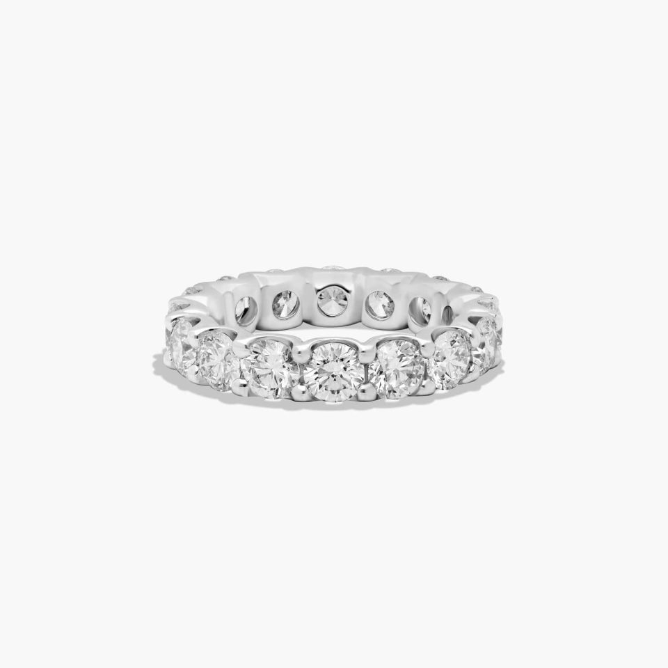 14K White Gold Shared Prong Contour Lab-Grown Diamond Eternity Ring (4.00 CTW F-G / VS2-SI1)