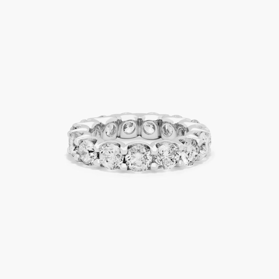 14K White Gold Shared Prong Contour Lab-Grown Diamond Eternity Ring (6.00 CTW F-G / VS2-SI1)