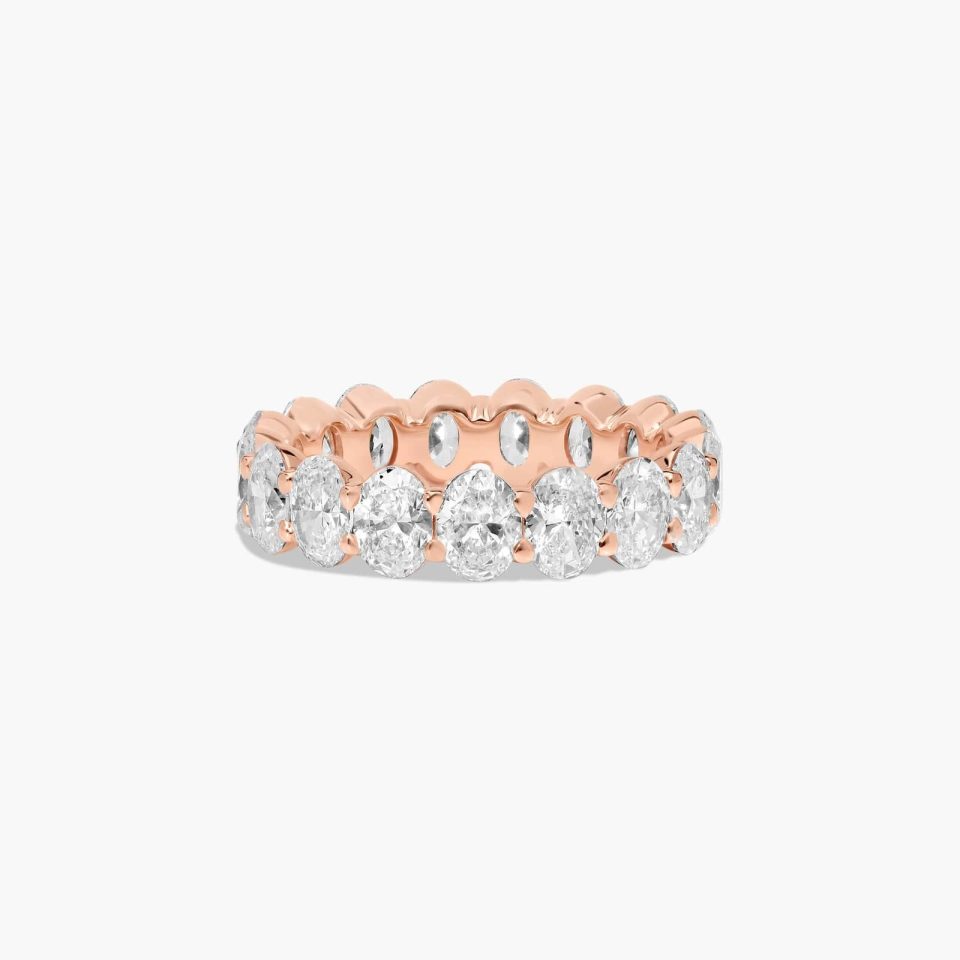 14K Rose Gold Oval Cut Lab-Grown Diamond Eternity Ring (4.00 CTW F-G / VS2-SI1)