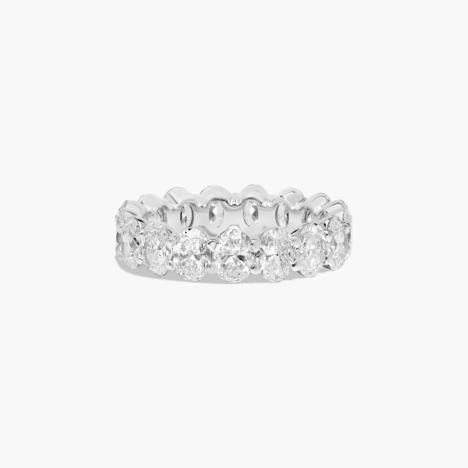 14K White Gold Oval Cut Lab-Grown Diamond Eternity Ring (4.00 CTW F-G / VS2-SI1)