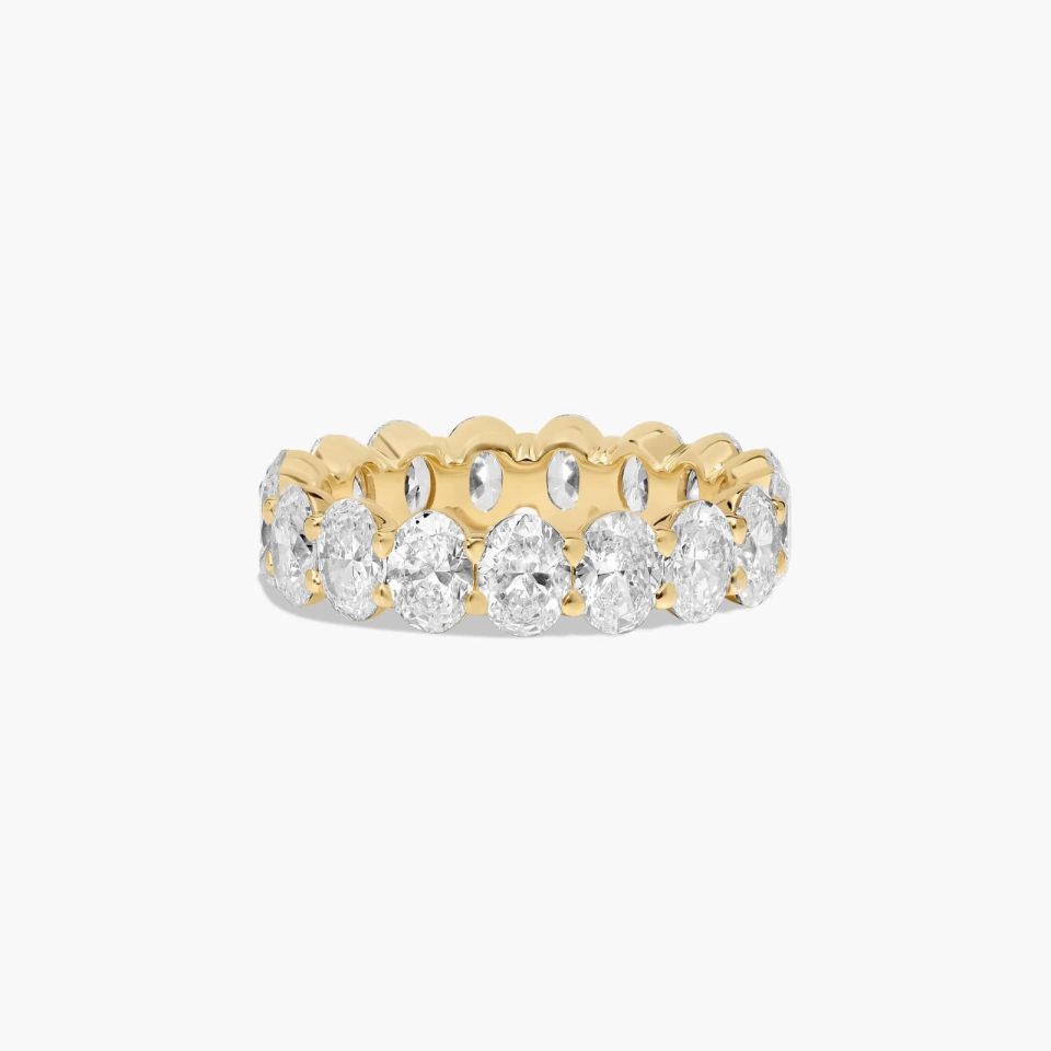 14K Yellow Gold Oval Cut Lab-Grown Diamond Eternity Ring (4.00 CTW F-G / VS2-SI1)