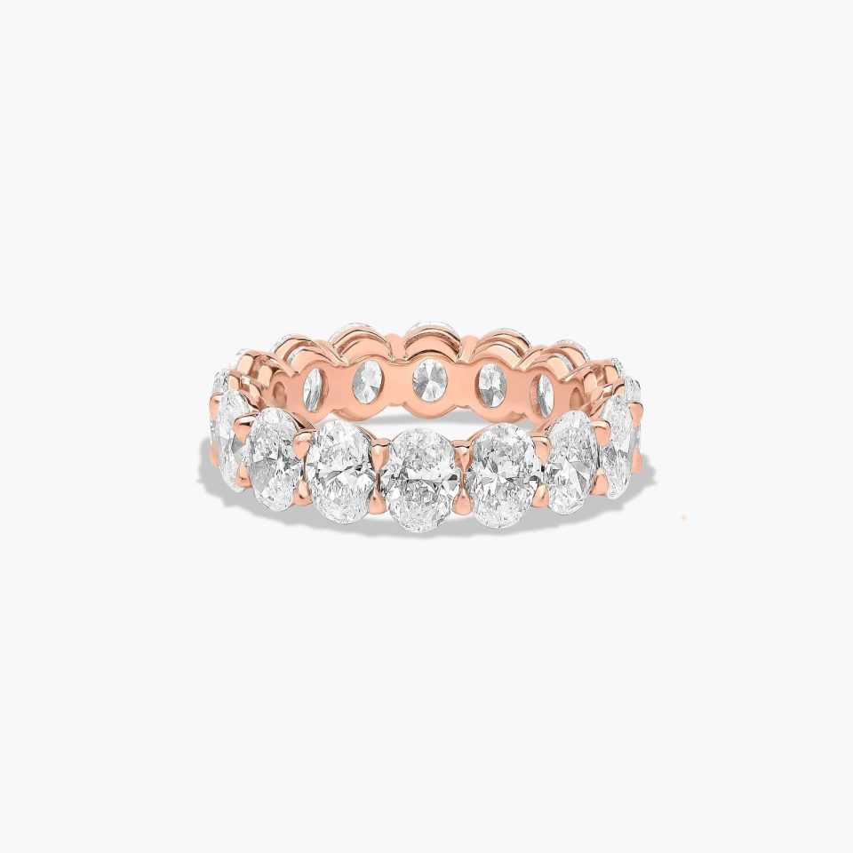 14K Rose Gold Oval Cut Lab-Grown Diamond Eternity Ring (5.00 CTW F-G / VS2-SI1)