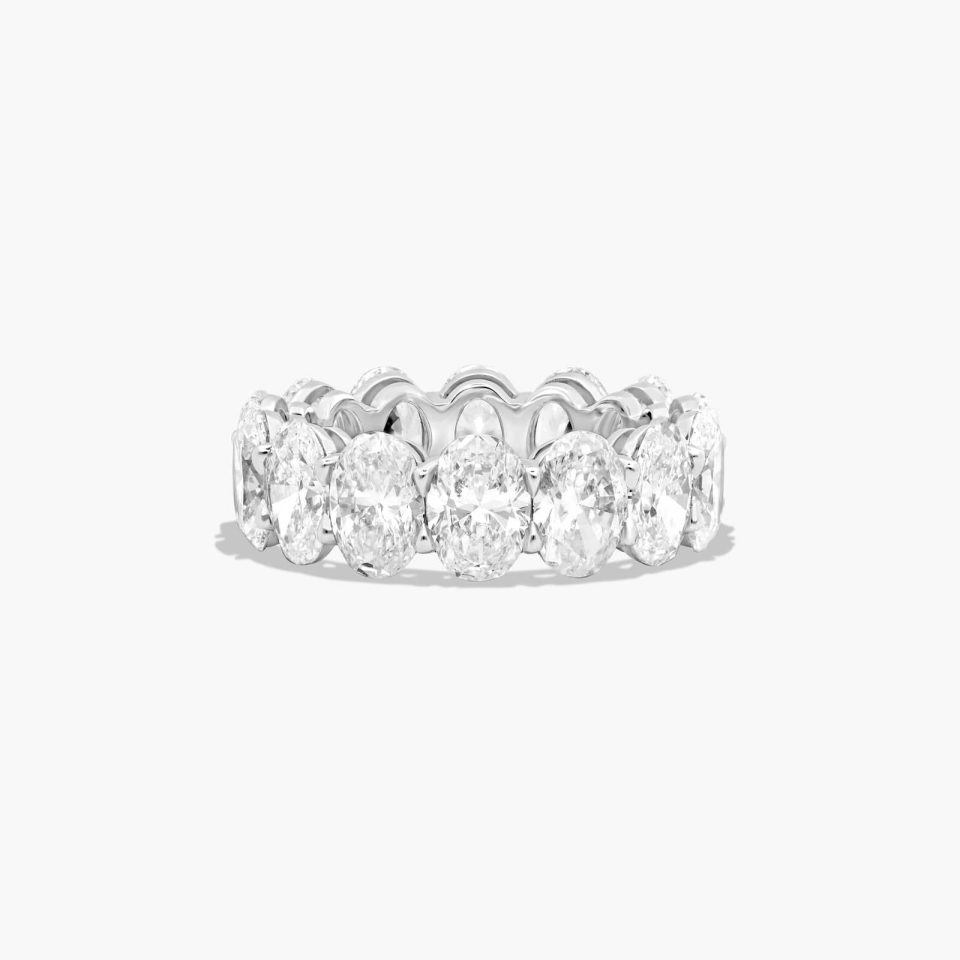 14K White Gold Oval Cut Lab-Grown Diamond Eternity Ring (8.00 CTW F-G / VS2-SI1)