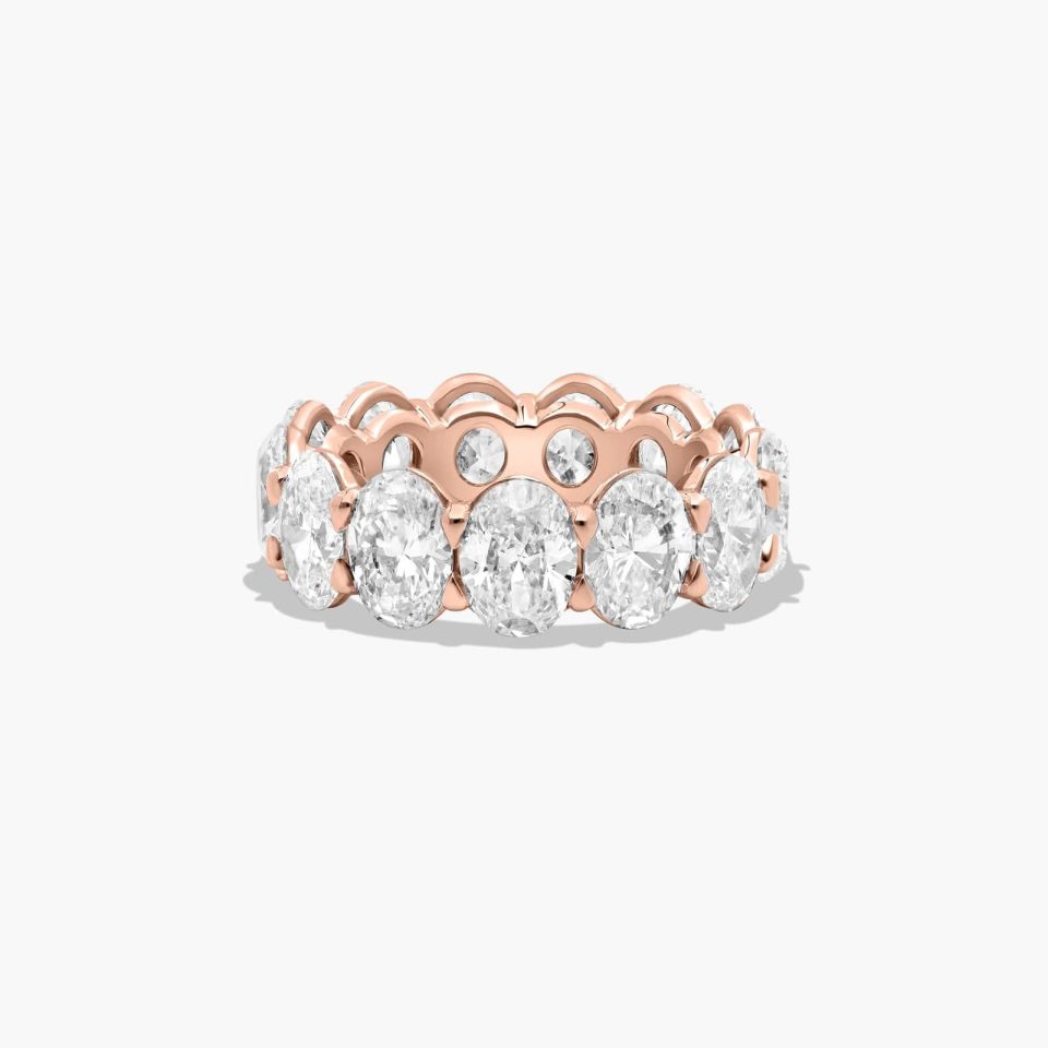 14K Rose Gold Oval Cut Diamond Eternity Ring (9.50 CTW H-I / SI1-SI2)