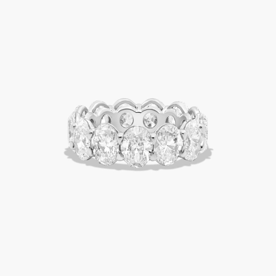 14K White Gold Oval Cut Diamond Eternity Ring (9.50 CTW H-I / SI1-SI2)