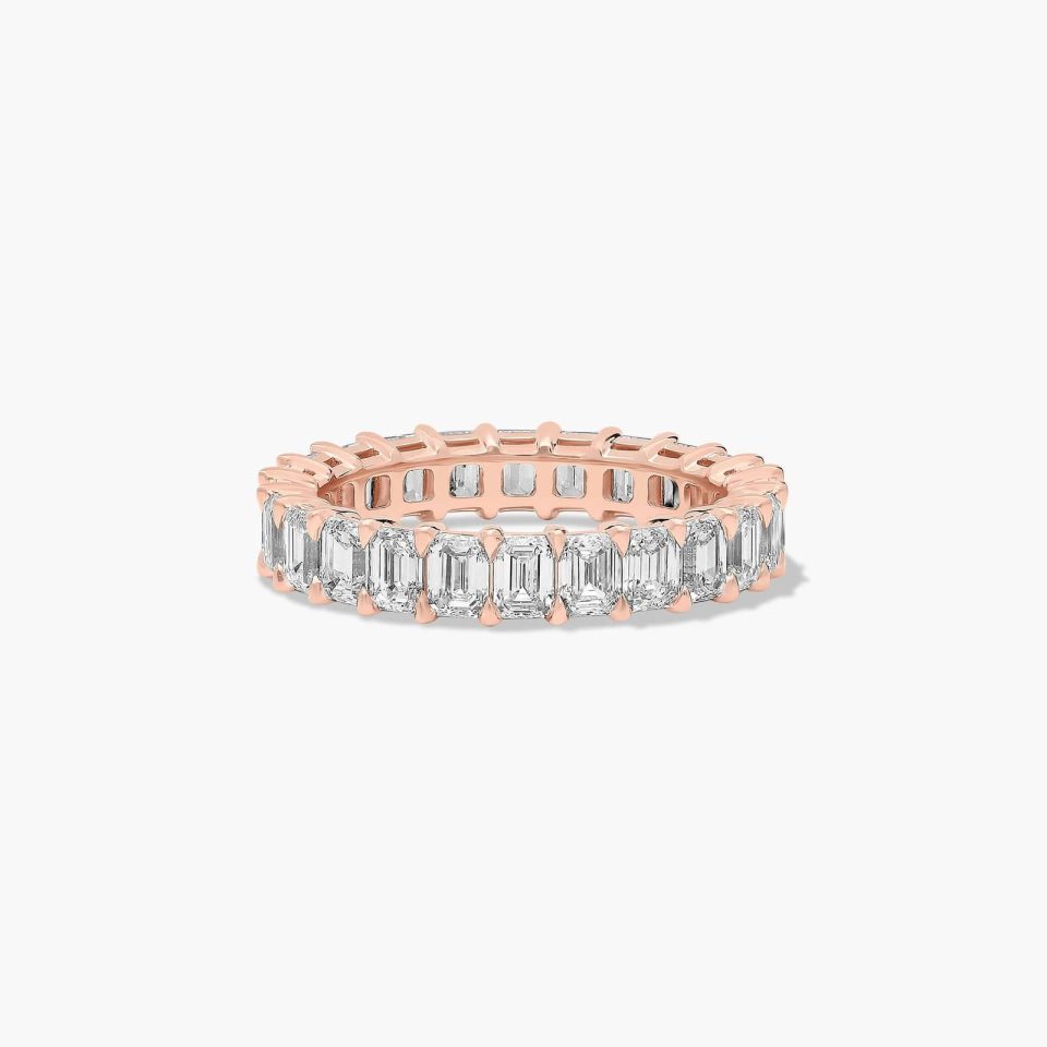 14K Rose Gold Emerald Cut Lab-Grown Diamond Eternity Ring (4.00 CTW F-G / VS2-SI1)