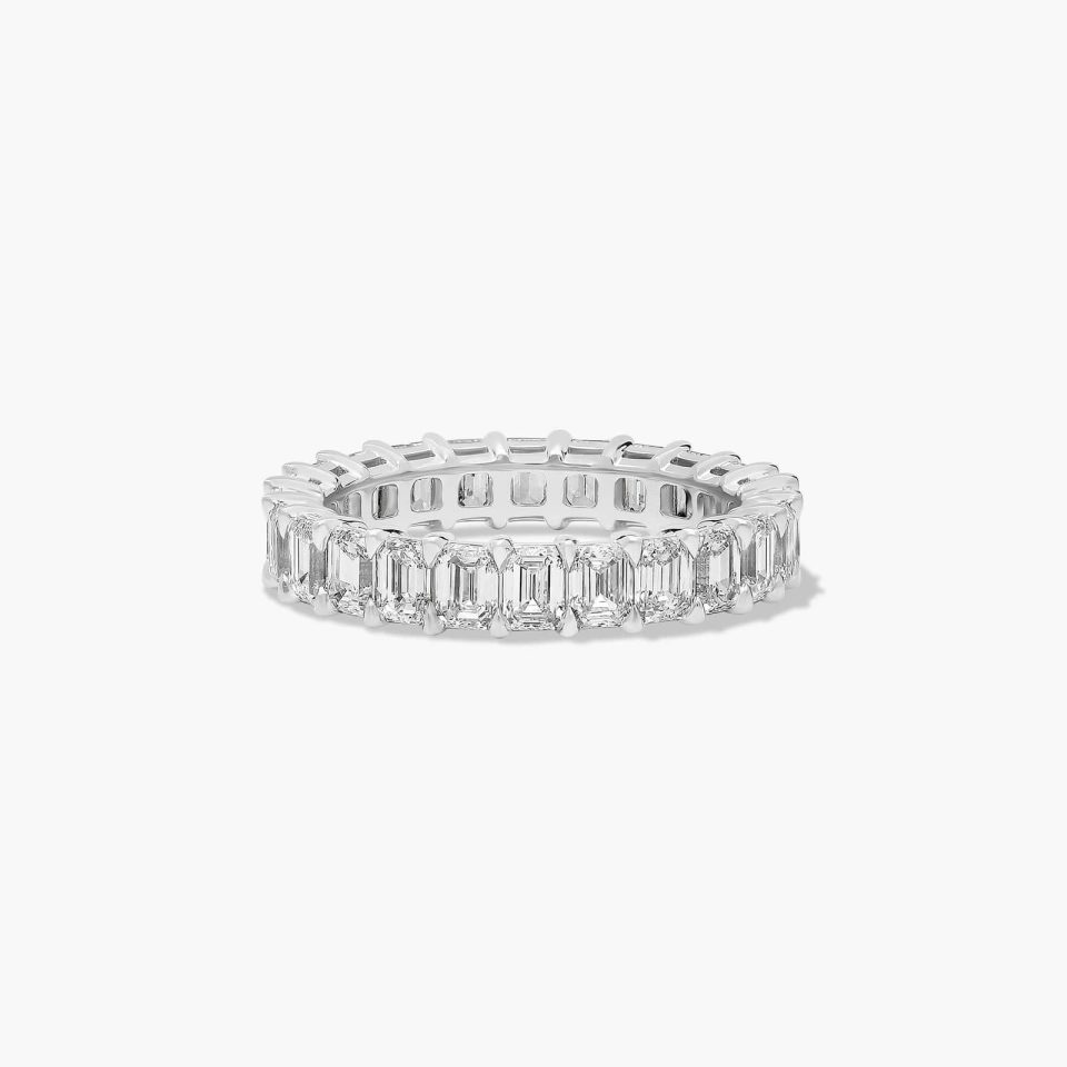 14K White Gold Emerald Cut Lab-Grown Diamond Eternity Ring (4.00 CTW F-G / VS2-SI1)