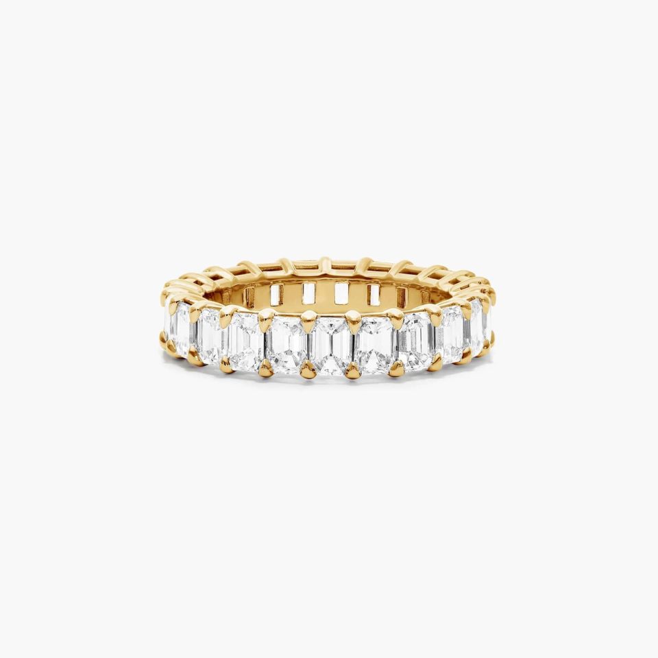 14K Yellow Gold Emerald Cut Lab-Grown Diamond Eternity Ring (4.00 CTW F-G / VS2-SI1)