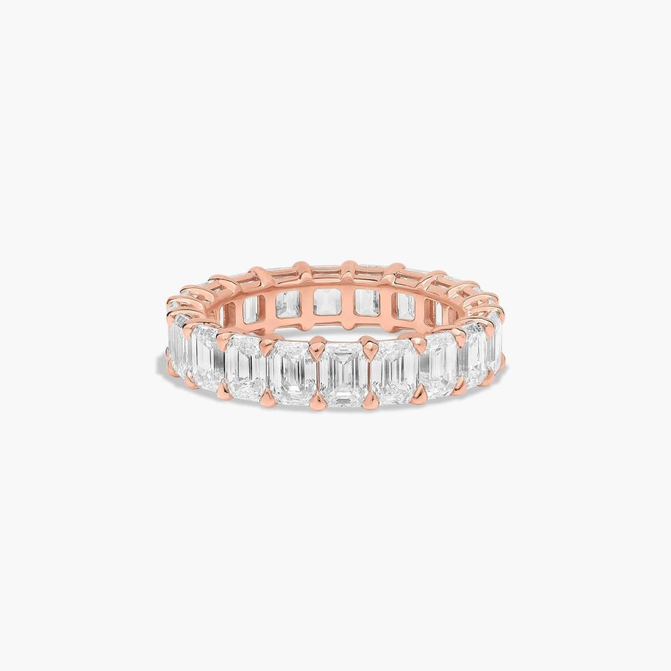 14K Rose Gold Emerald Cut Lab-Grown Diamond Eternity Ring (5.00 CTW F-G / VS2-SI1)