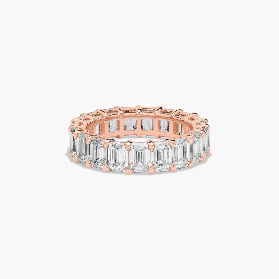 14K Rose Gold Emerald Cut Lab-Grown Diamond Eternity Ring (6.00 CTW F-G / VS2-SI1)