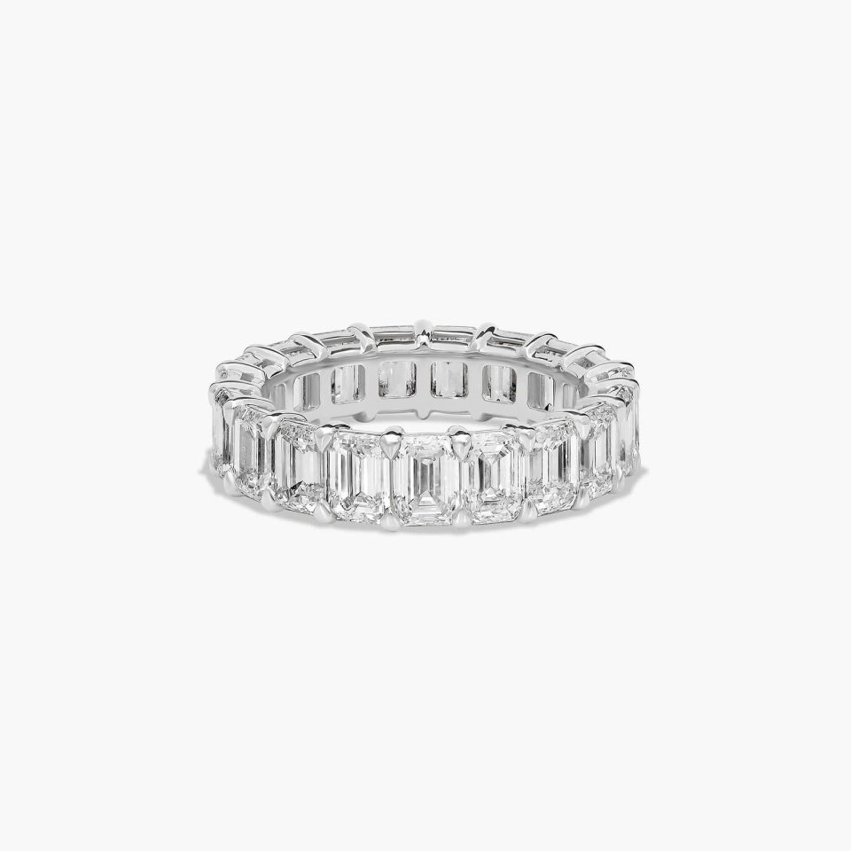14K White Gold Emerald Cut Lab-Grown Diamond Eternity Ring (6.00 CTW F-G / VS2-SI1)