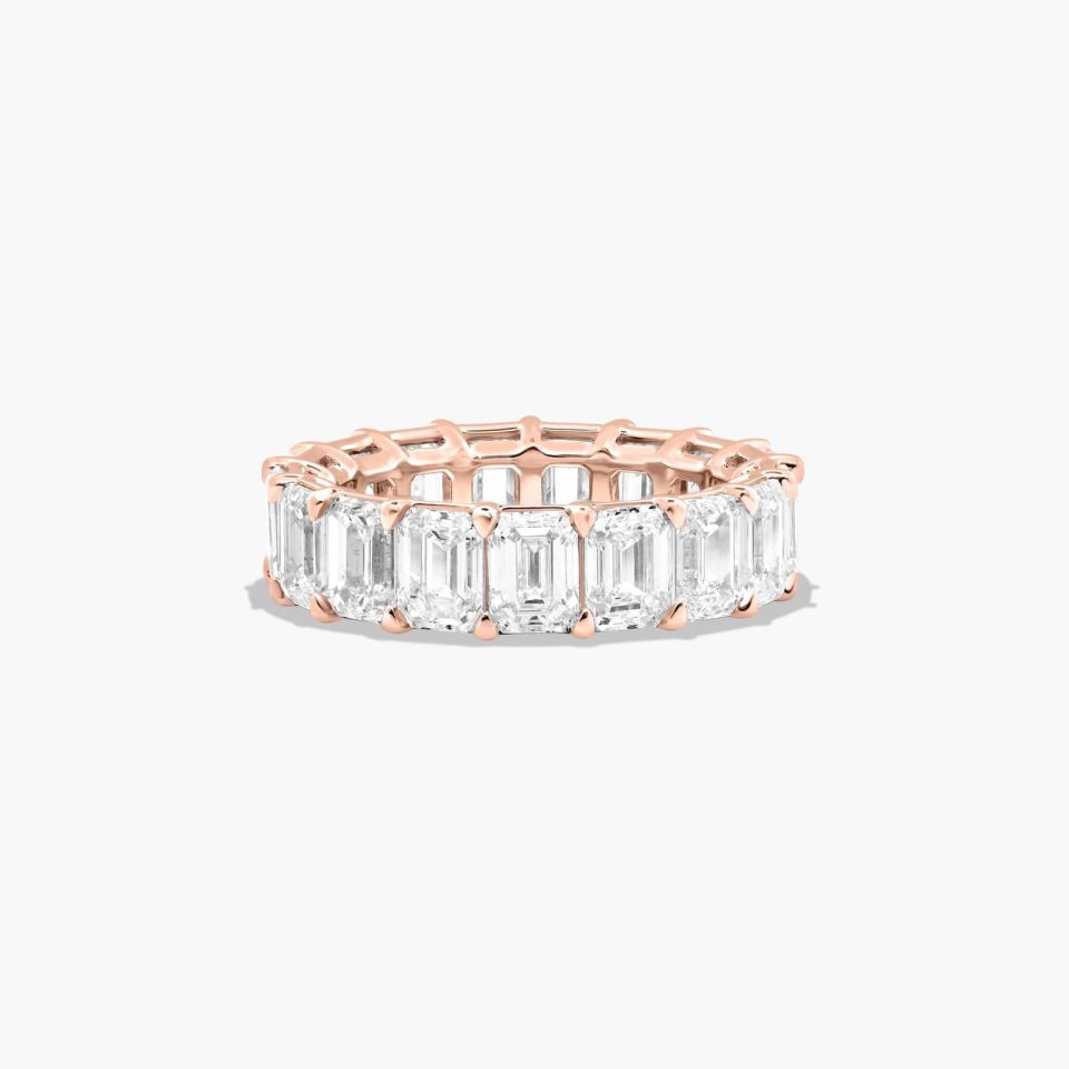 14K Rose Gold Emerald Cut Lab-Grown Diamond Eternity Ring (7.00 CTW F-G / VS2-SI1)