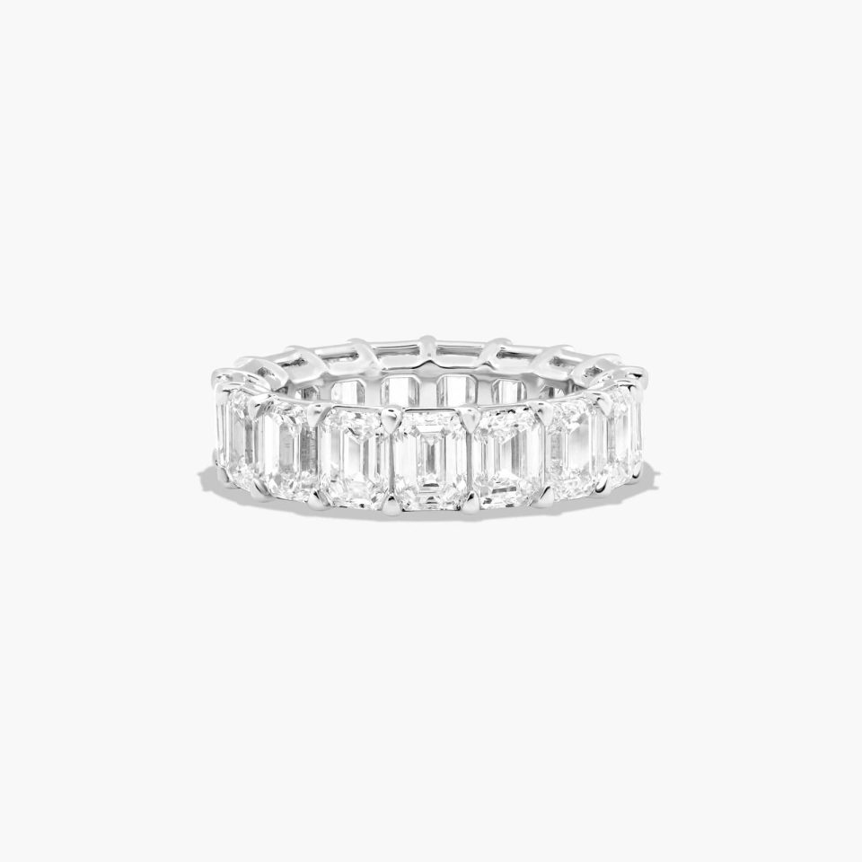 14K White Gold Emerald Cut Lab-Grown Diamond Eternity Ring (7.00 CTW F-G / VS2-SI1)