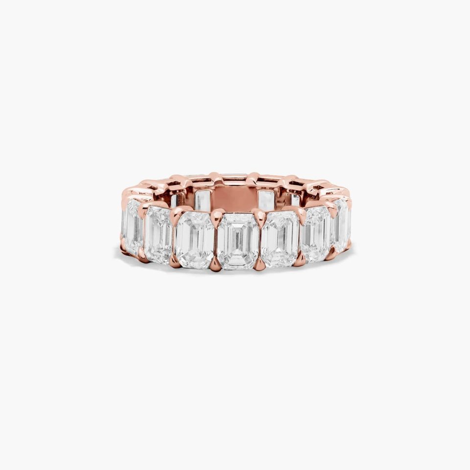 14K Rose Gold Emerald Cut Diamond Eternity Ring (8.00 CTW H-I / SI1-SI2)