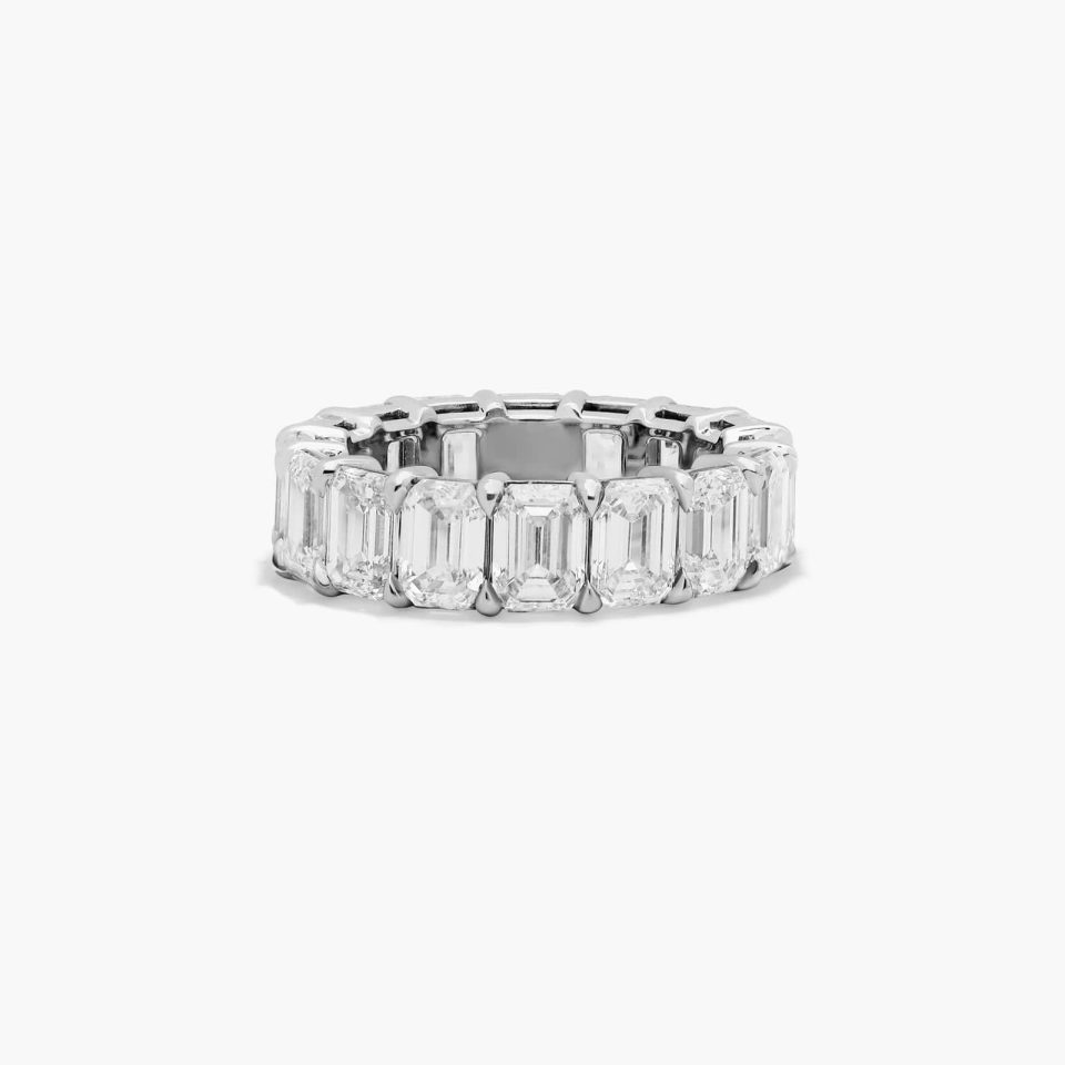 14K White Gold Emerald Cut Diamond Eternity Ring (8.00 CTW H-I / SI1-SI2)