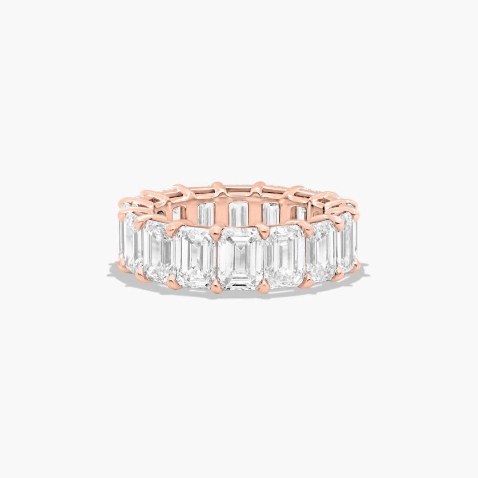 14K Rose Gold Emerald Cut Diamond Eternity Ring (9.50 CTW H-I / SI1-SI2)