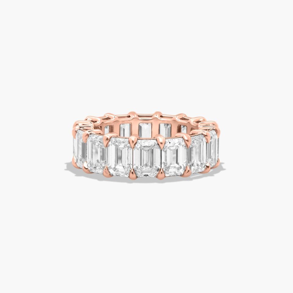 14K Rose Gold Emerald Cut Diamond Eternity Ring (11.00 CTW H-I / SI1-SI2)
