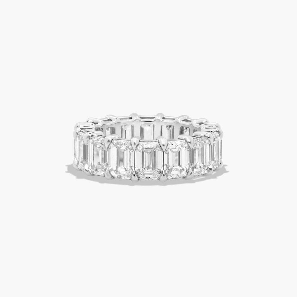 14K White Gold Emerald Cut Lab-Grown Diamond Eternity Ring (11.00 CTW F-G / VS11.00-SI1)