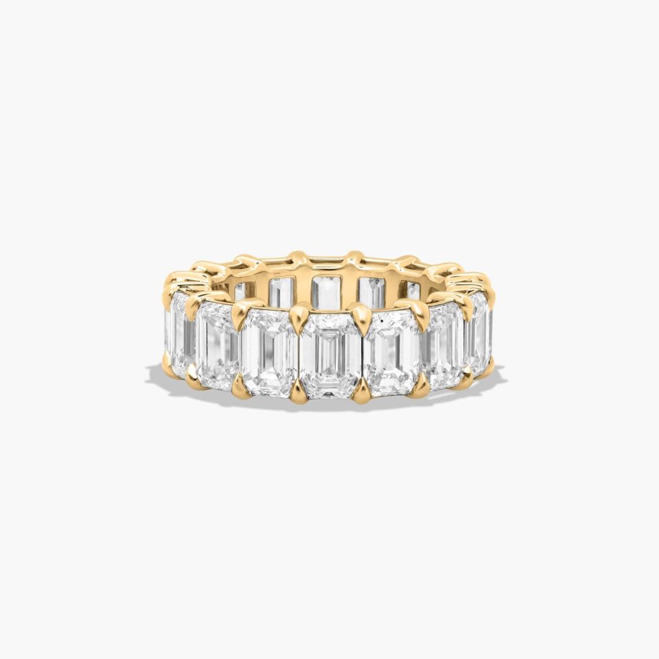 14K Yellow Gold Emerald Cut Diamond Eternity Ring (11.00 CTW H-I / SI1-SI2)