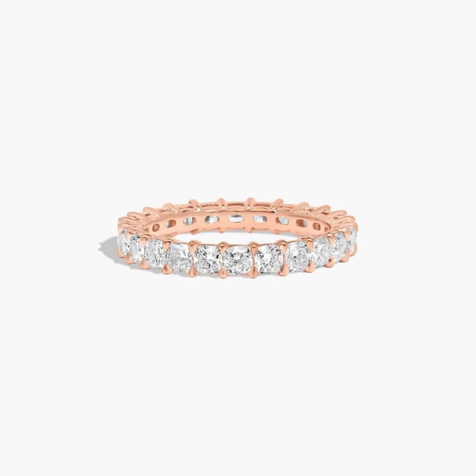 14K Rose Gold Cushion Cut Diamond Eternity Ring (2.00 CTW H-I / SI1-SI2)