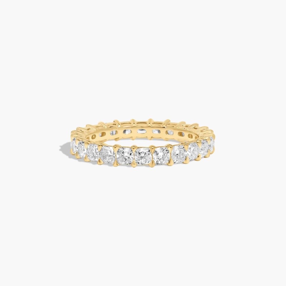 14K Yellow Gold Cushion Cut Diamond Eternity Ring (2.00 CTW H-I / SI1-SI2)