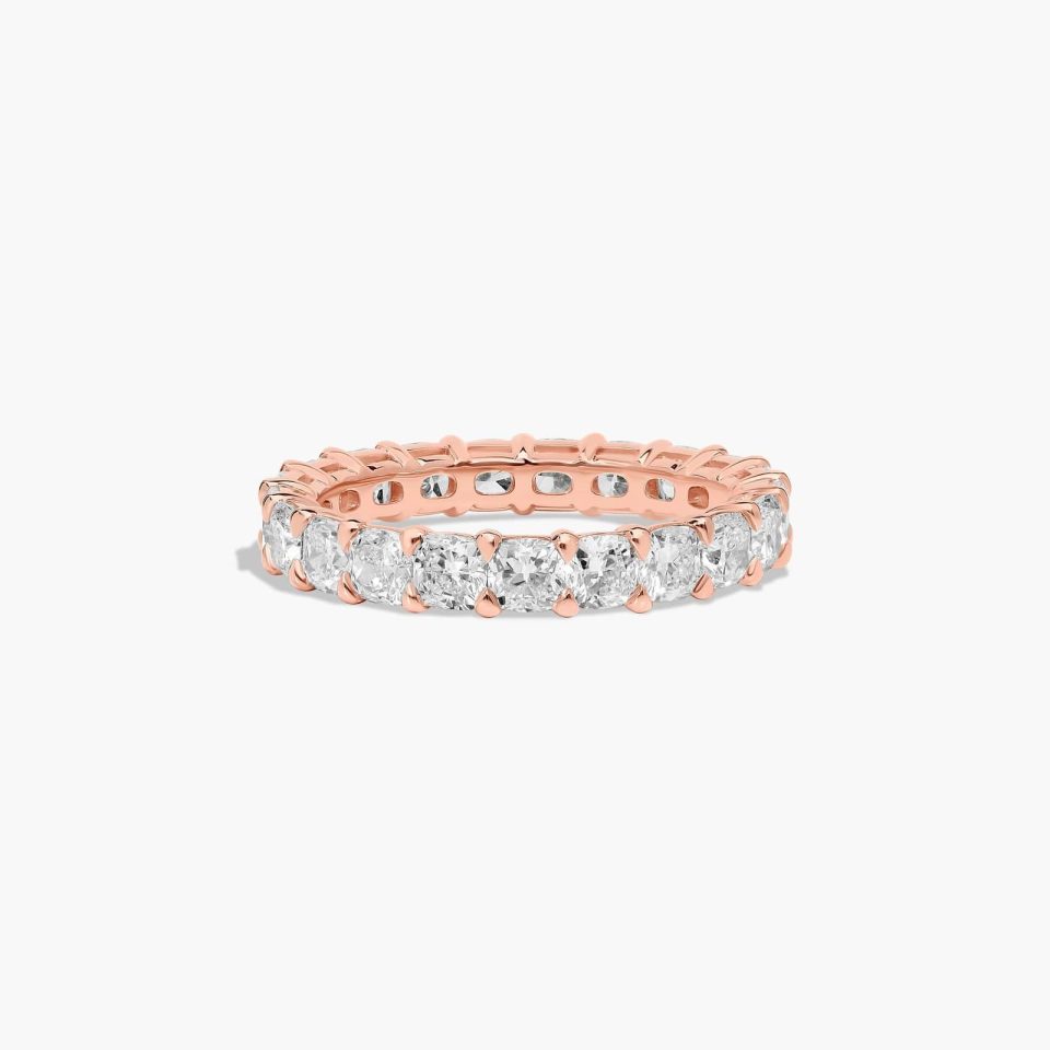 14K Rose Gold Cushion Cut Lab-Grown Diamond Eternity Ring (3.00 CTW F-G / VS2-SI1)