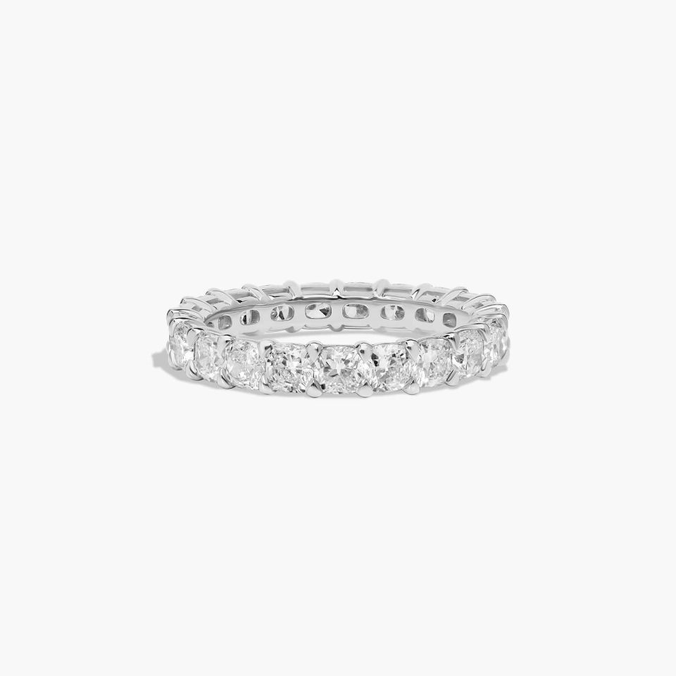14K White Gold Cushion Cut Lab-Grown Diamond Eternity Ring (3.00 CTW F-G / VS2-SI1)
