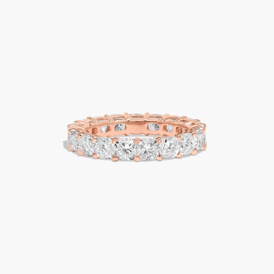 14K Rose Gold Cushion Cut Lab-Grown Diamond Eternity Ring (4.00 CTW F-G / VS2-SI1)
