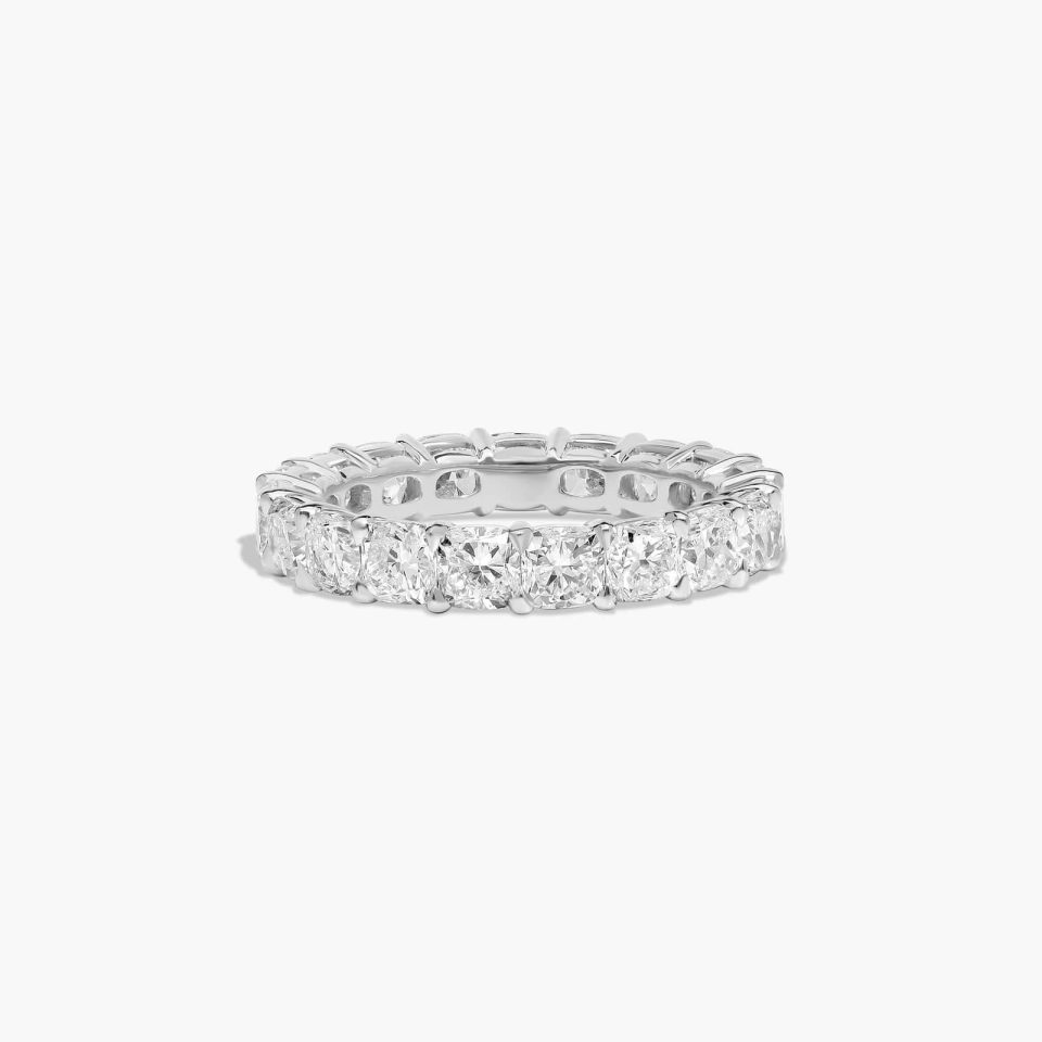 14K White Gold Cushion Cut Lab-Grown Diamond Eternity Ring (4.00 CTW F-G / VS2-SI1)