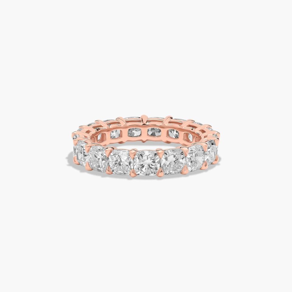 14K Rose Gold Cushion Cut Lab-Grown Diamond Eternity Ring (5.00 CTW F-G / VS2-SI1)