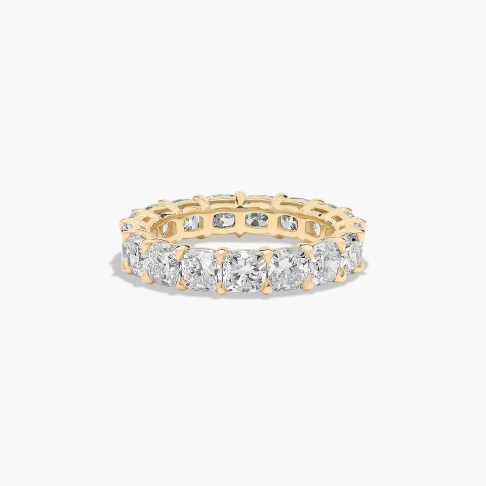 14K Yellow Gold Cushion Cut Lab-Grown Diamond Eternity Ring (5.00 CTW F-G / VS2-SI1)