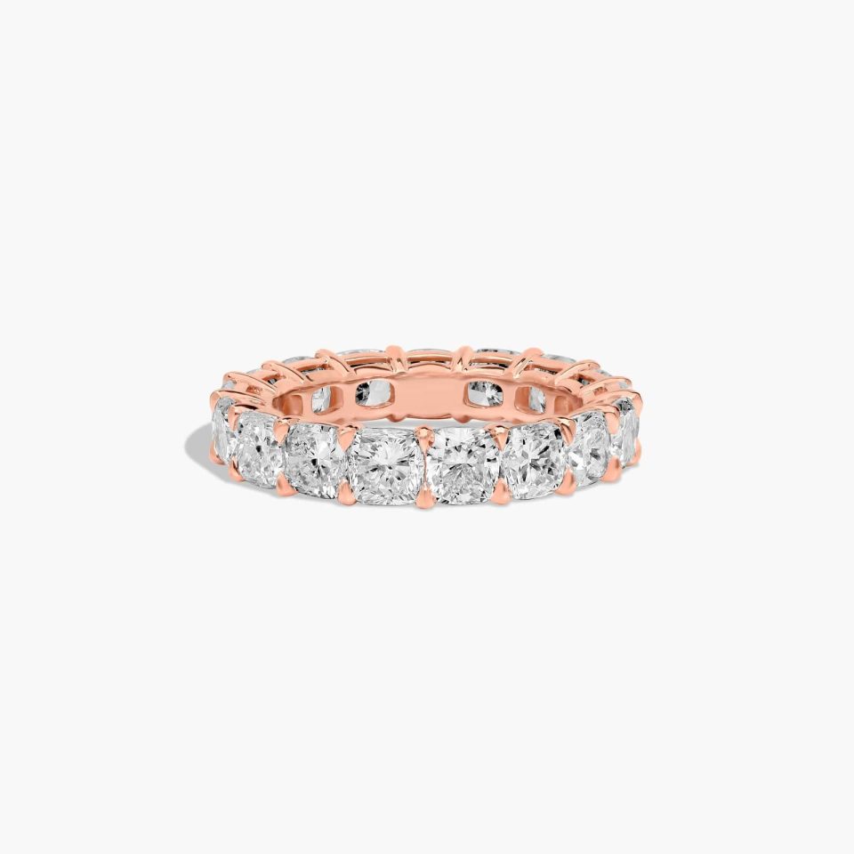14K Rose Gold Cushion Cut Lab-Grown Diamond Eternity Ring (6.00 CTW F-G / VS2-SI1)