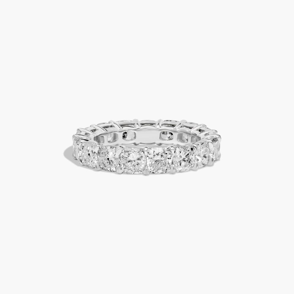 14K White Gold Cushion Cut Lab-Grown Diamond Eternity Ring (6.00 CTW F-G / VS2-SI1)